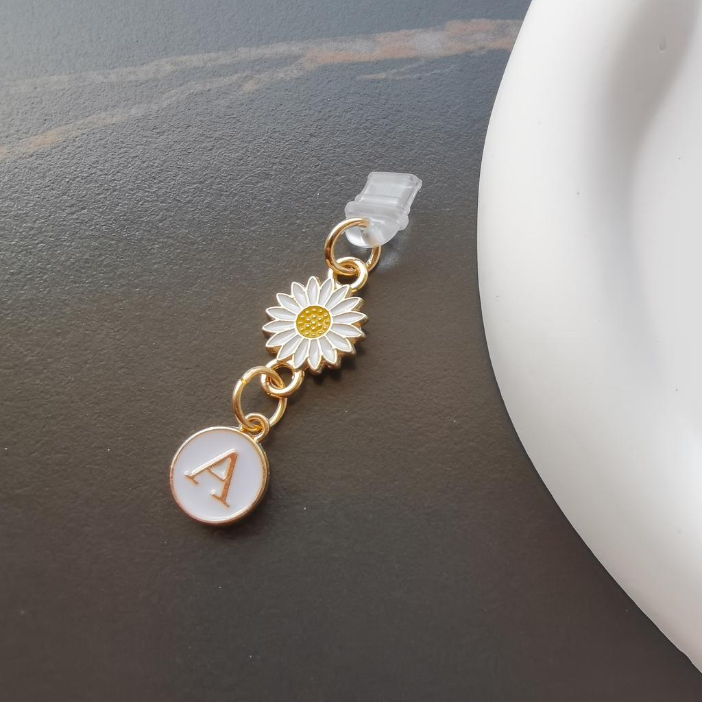 1 szt. Kreatywny stokrotka/słonecznik litera zatyczka przeciwkurzowa do telefonu komórkowego/europejskie i amerykańskie 26 wielkich liter A-Z zawieszka do telefonu komórkowego