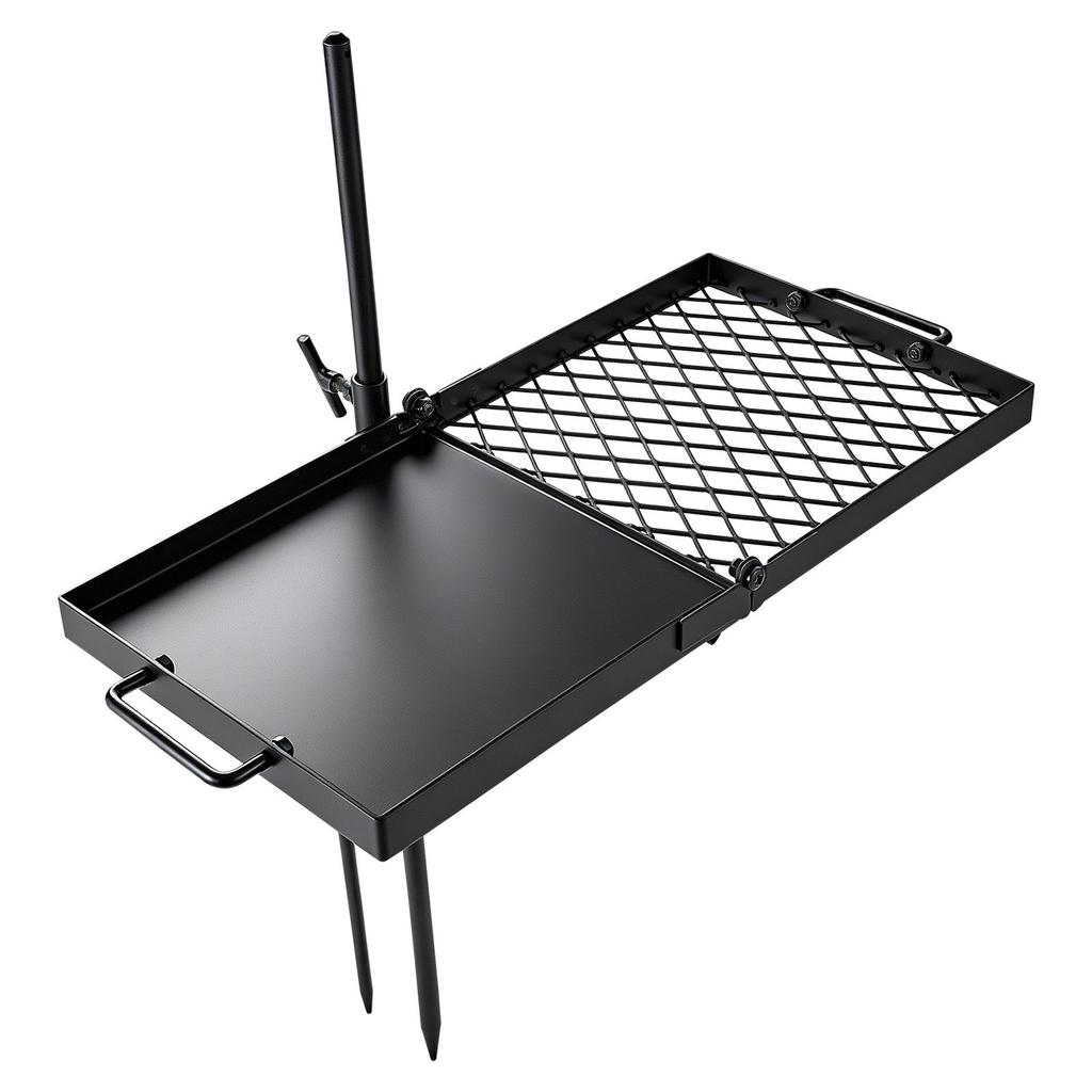 Heavy Duty Swivel Campfire Grill, 61cm Portable Camping Grill Grate & Griddle, Sturdy Steel BBQ Mesh, 360° Height Adjustable Over Fire Pit Equipment,