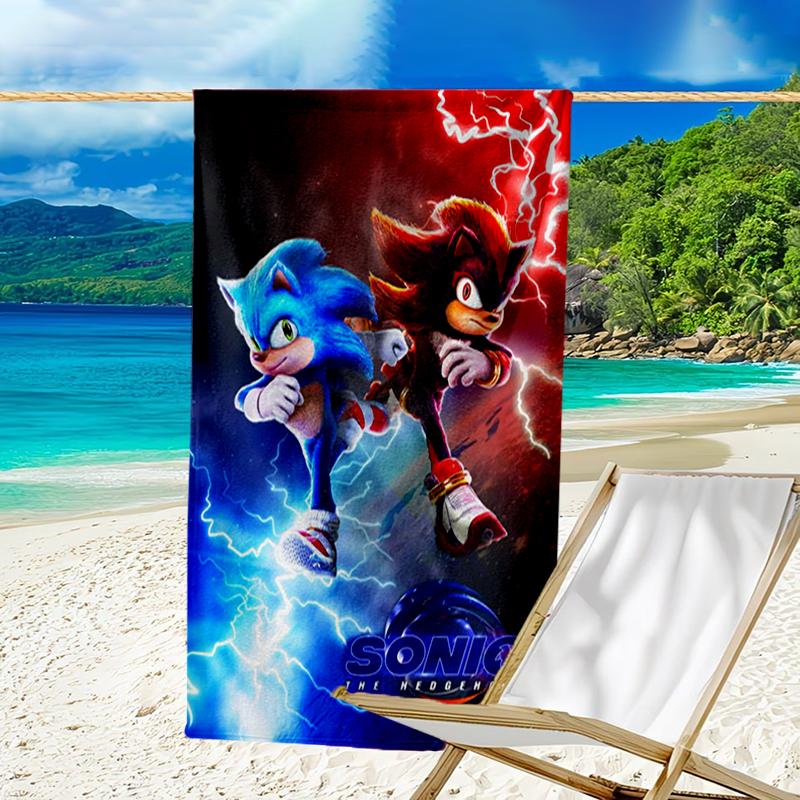 Ultra-Soft Beach Towel with Sonic Theme,Ideal for Pool - Camping, Diving - Perfect Travel Essential, Vibrant Beach Towel.