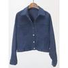 Spring New Arrival Women's Clothing Fashion Style Corduroy Long Sleeves Casual Lapel Short Coat Single-Breasted Pure Color Coat