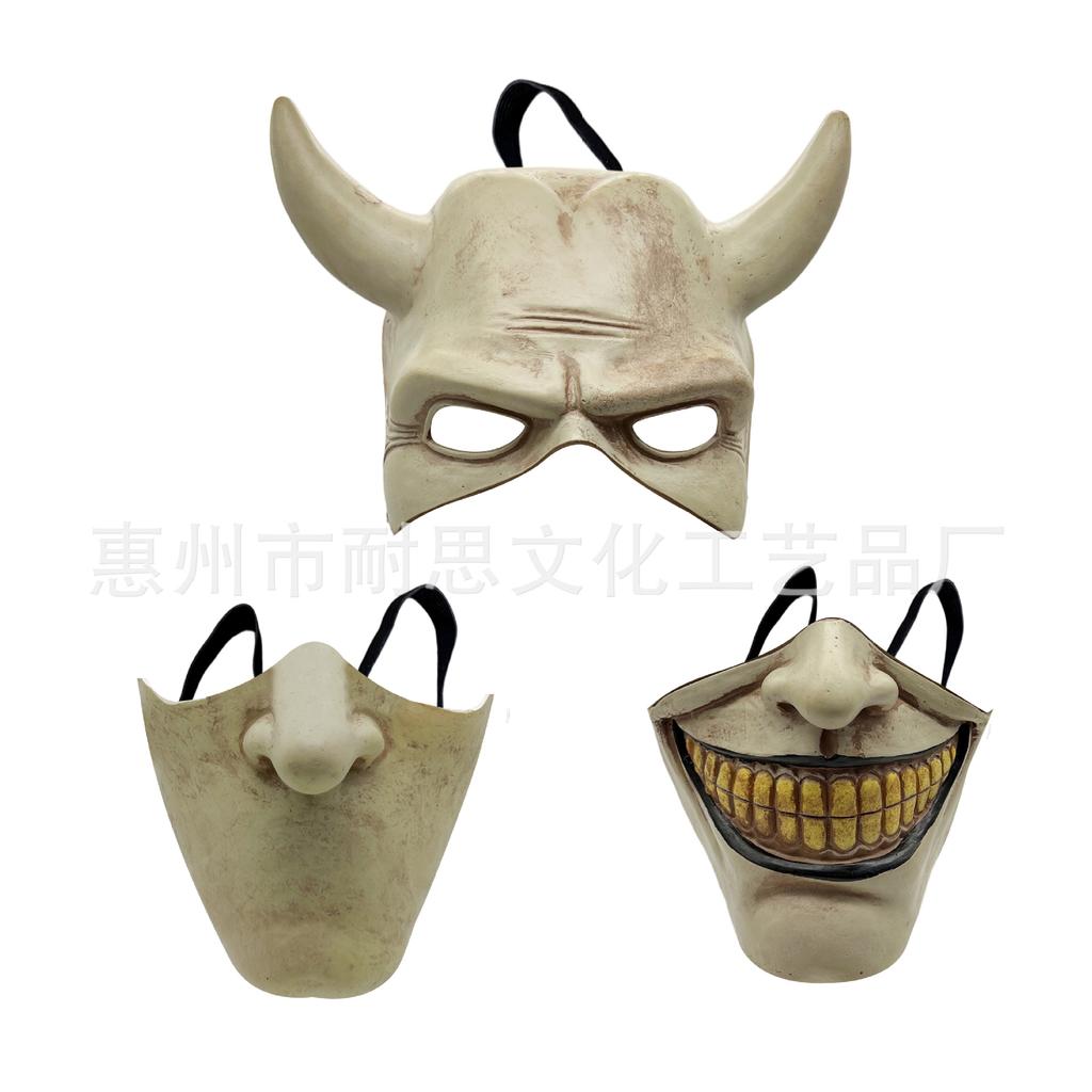 La Maschera Nera del Telefono Maschere Horror Mezzo Viso in lattice Spaventosi Accessori per Feste in Maschera di Halloween Cosplay Costume per Adulti