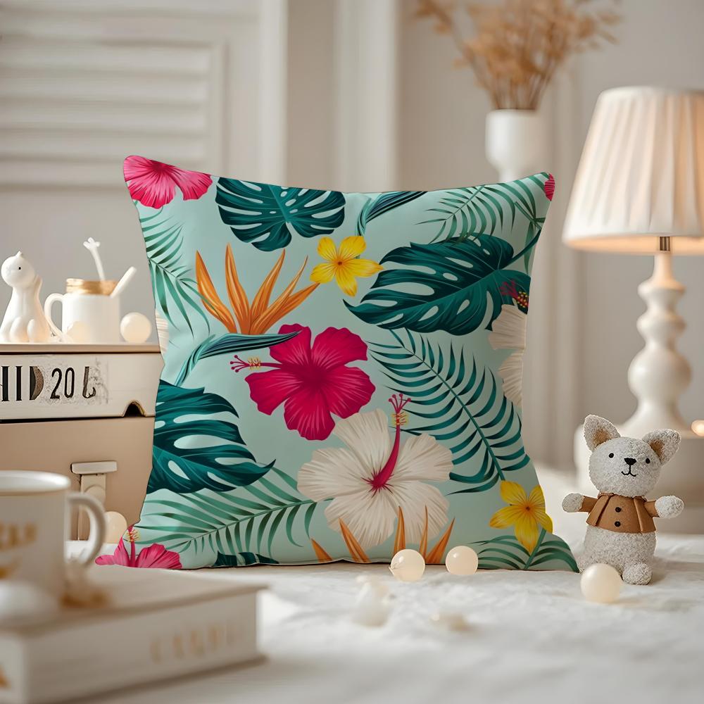 Cool Summer Prints Cushion Cover Anti-dustmite Pillowcase Invisible Zipper Silky Short Plush Sofa Cushion Cover
