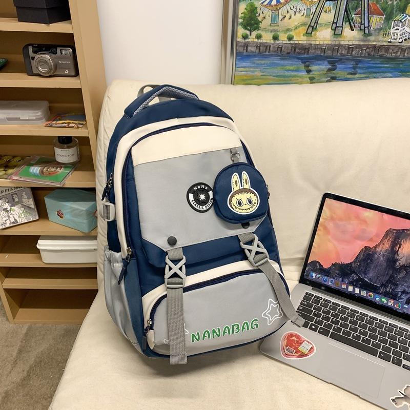 New Schoolbag High School Students' Large Capacity  Light and Simple College Students' Backpacks  Leisure Travel and Contrasting Shoulder Bags.