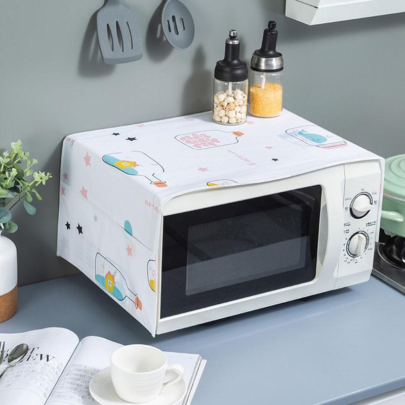 Microwave Dust Cover with Pocket Reusable Microwave Cover with Cartoon Design To Prevent Dust and Fumes in The Kitchen and Home
