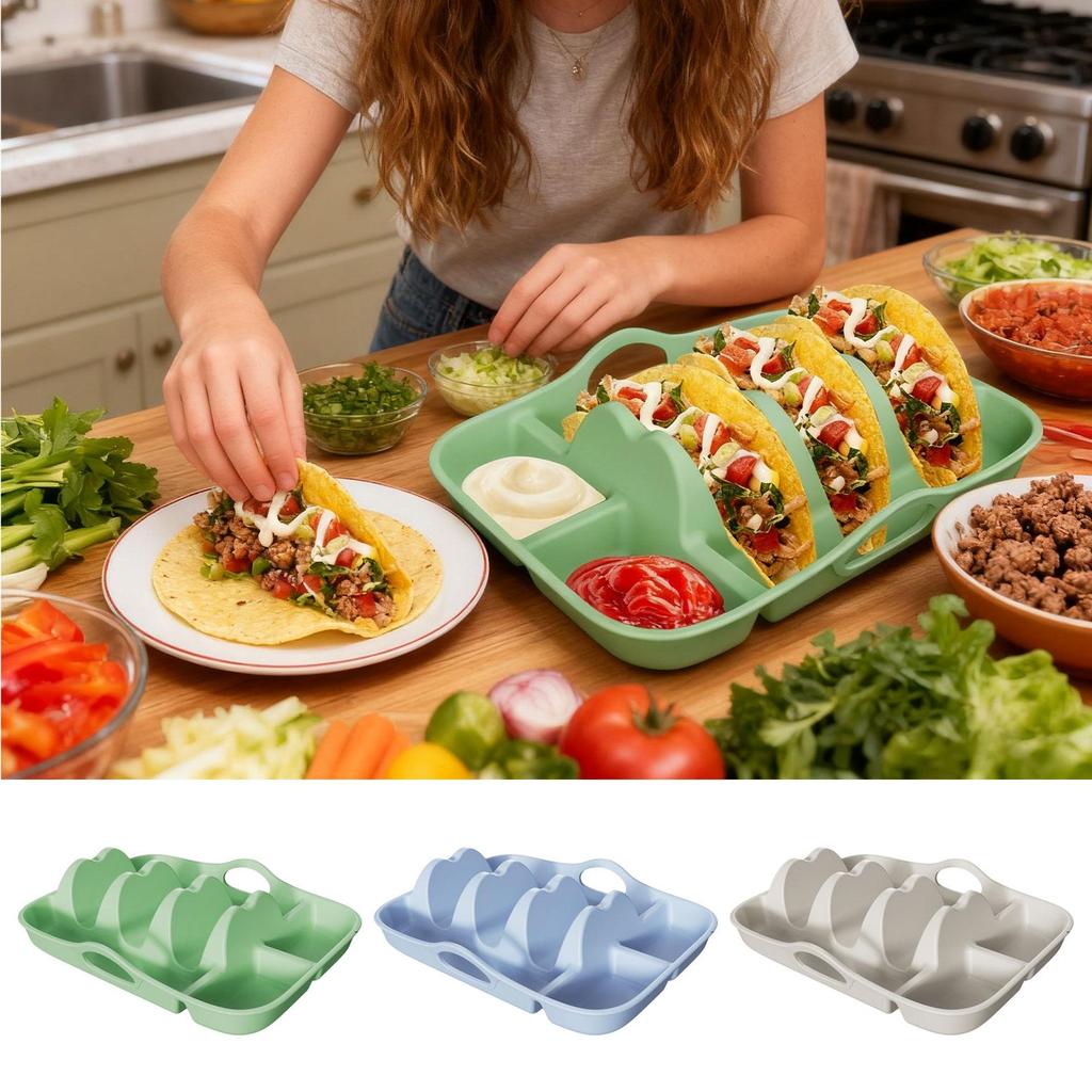 Taco Holder Silicone Taco Shells Holder Tray Reusable Bar Snacks Serving Plates For Home Kitchen Picnic Camping Barbecue Party