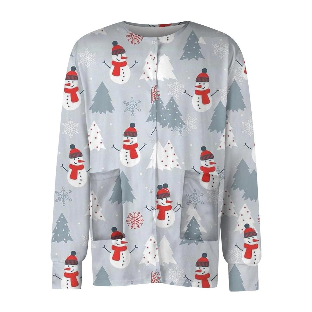 Men's Short Sleeve V Neck Christmas Print Chest Pocket Carer Top