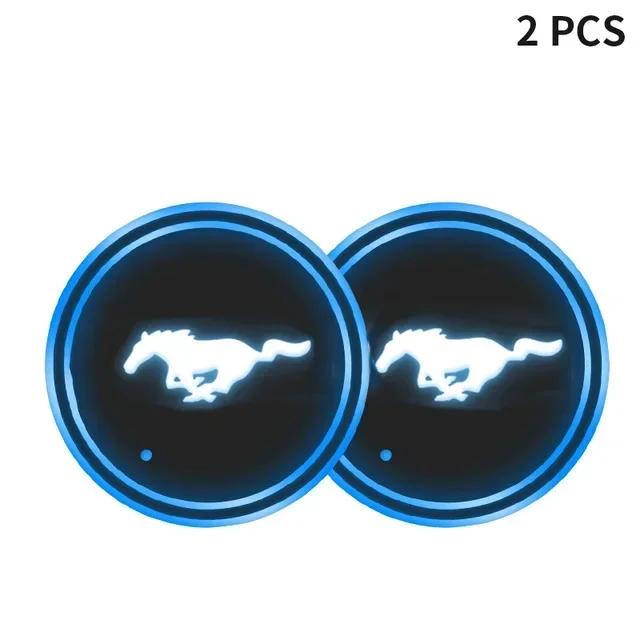 Car Logo LED Luminous Water Cup Coaster Colorful Coaster Lamps for Ford Mustang Shelby GT 350 500 Cobra 2005 2009 2014 2015 2018