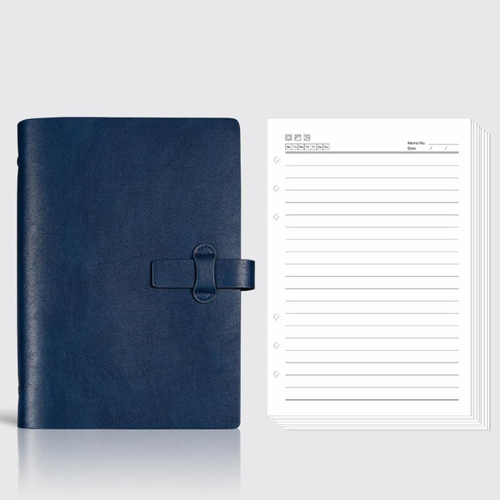 A5 Student Leather Loose-leaf Notebook, Work Notepad, Lined/grid/blank Pages, Business Meeting Record Book, Diary, Subject Notes