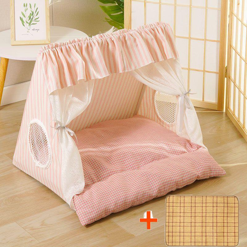 Cute Cat Tent House Removable Clean Dog Tent Bed Breathable Cool Cats Summer Cave Large Space Puppy Kitten House Pet Accessories