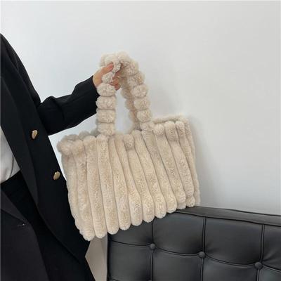 Mados dizainerio dirbtinio kailio krepšys moterims rankinės Rudens žiemos pliušiniai ant pečių skersiniai krepšiai