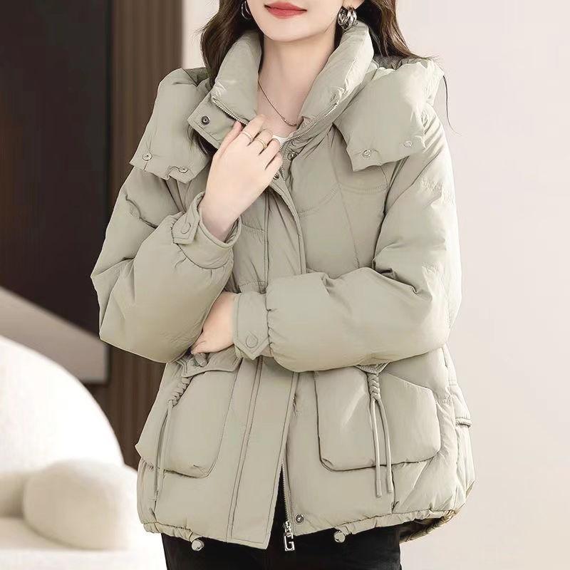 Winter Fashion Womens Down Cotton Jacket Short Loose Hooded Thick Warm Coat Korean Style Trendy
