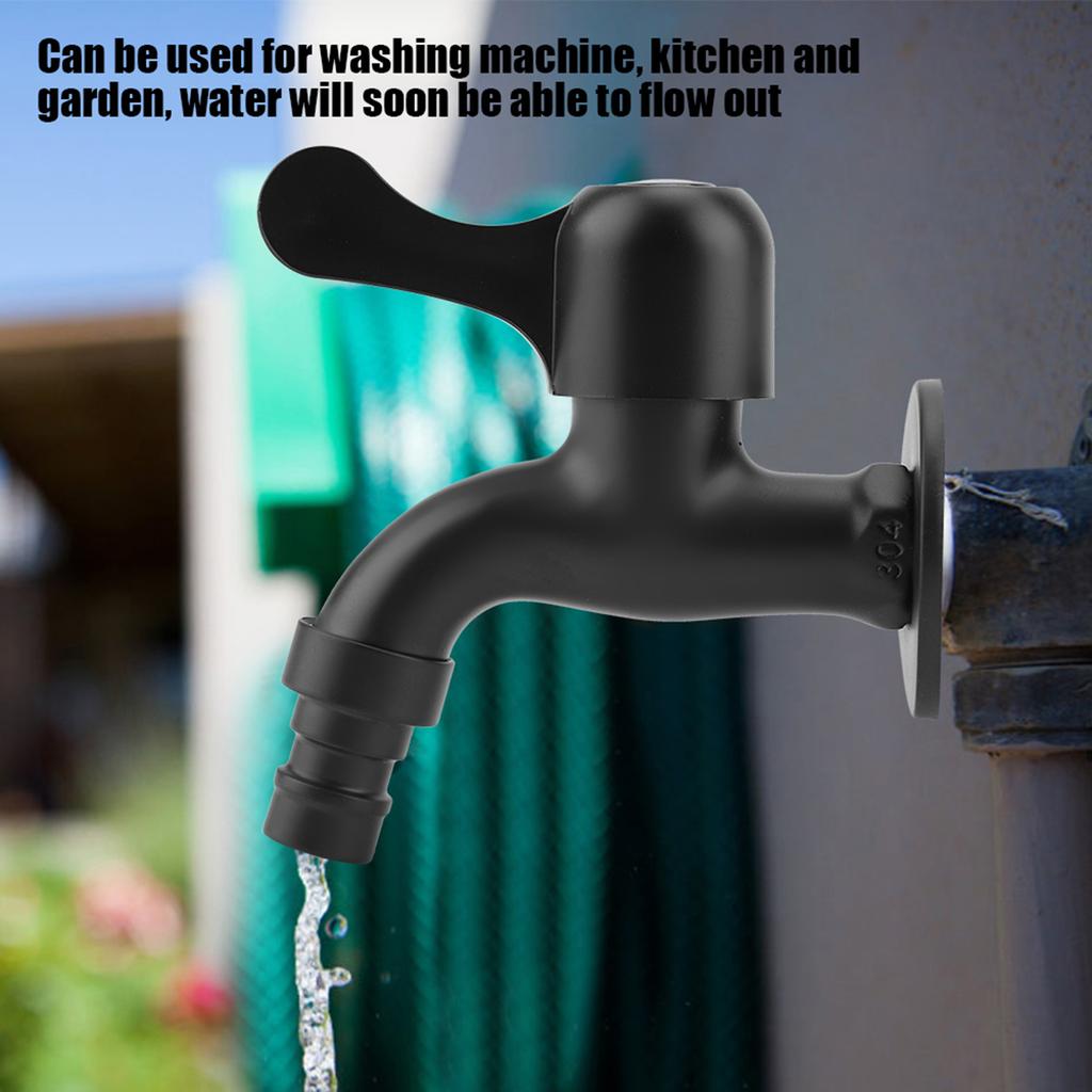 Washing Machine Tap 304 Stainless Steel Black Wall Mount Tap Garden Water Faucet for Bathroom Stainless Steel Faucet