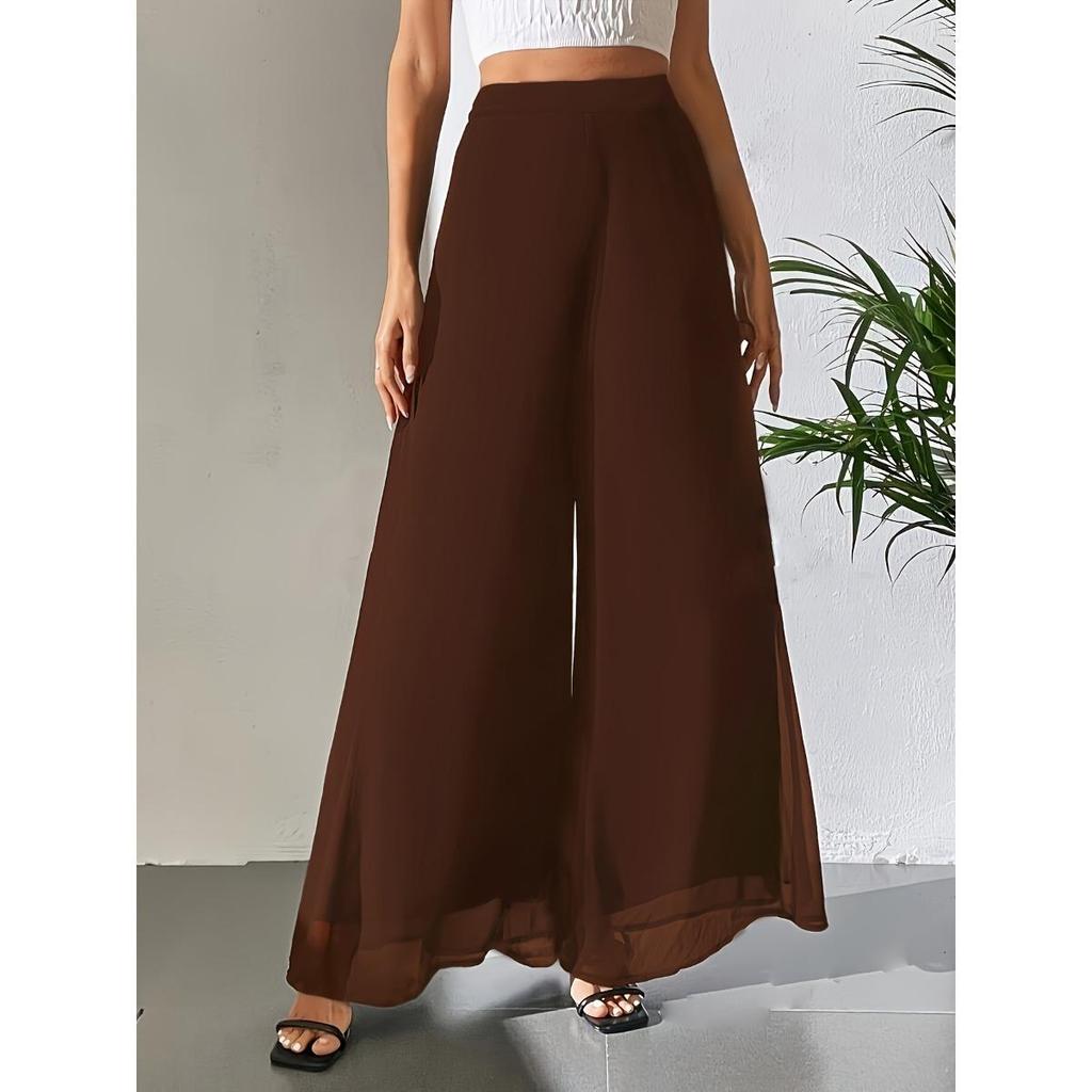 Women's Wide Leg Pants Casual Chiffon Loose Trousers for Summer