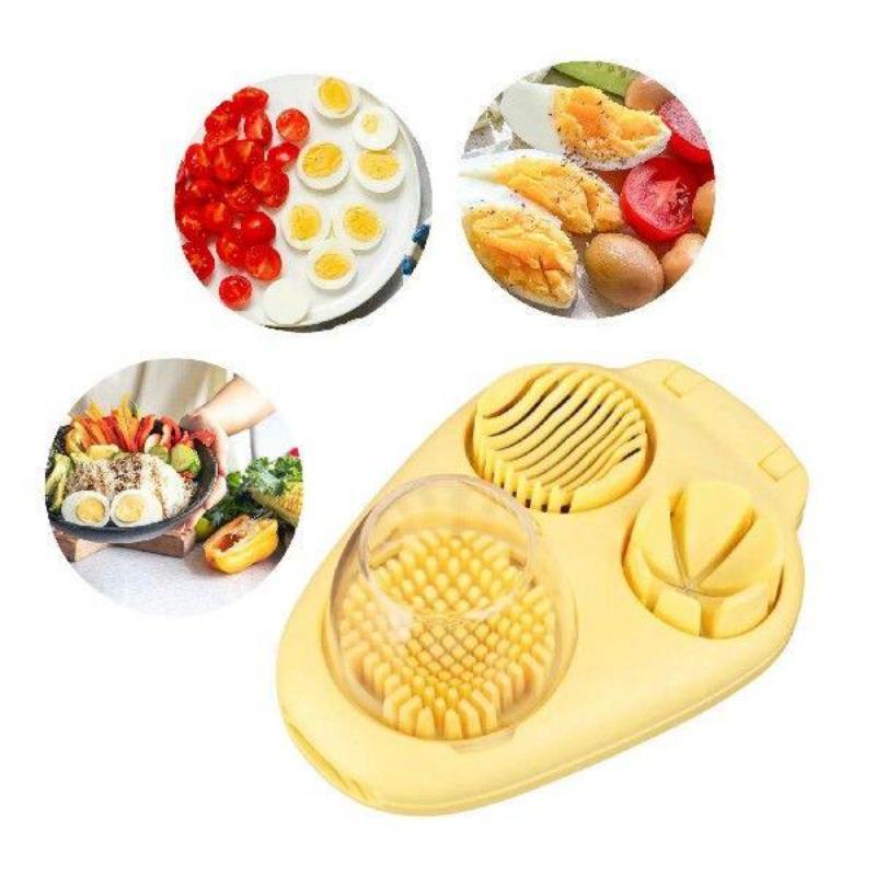 Kreativer Eierschneider 3-in-1 Gekochter Eierschneider Küchen-Lebensmittelschneider Obst- und Gemüseschneider Manuell Haushalts-Küchenutensilien