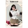 Domila JK Spice Girl Pure Wish Waist White Shirt Women's New Button Design Half Body Hip Wrap Skirt Sex Underwear