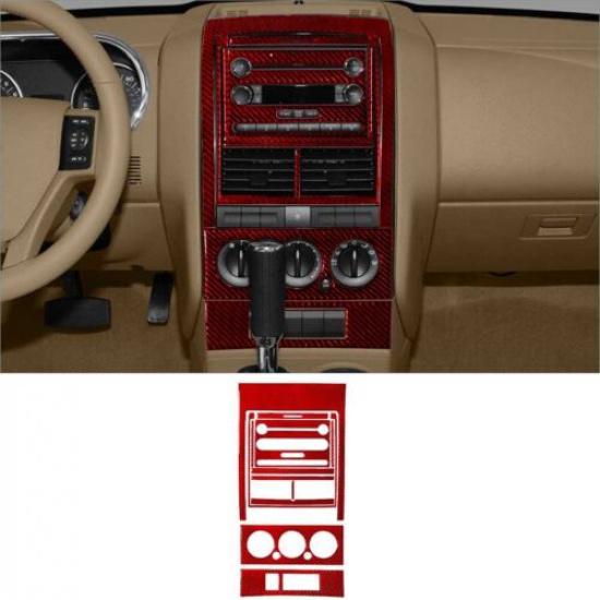 12Pcs Red Carbon Fiber Interior Central Console Cover Trim For Ford Explorer