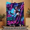 Custom Name Personalized Jinx League of Legends Print Blanket, Home Decor, Bedroom, Sofa, Camping, Couch, Gifts for Birthday Christmas