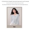 Kumikumi Women's Chic Blue Lace Tie-Up Long Sleeve Autumn Two-Piece Slimming T-Shirt