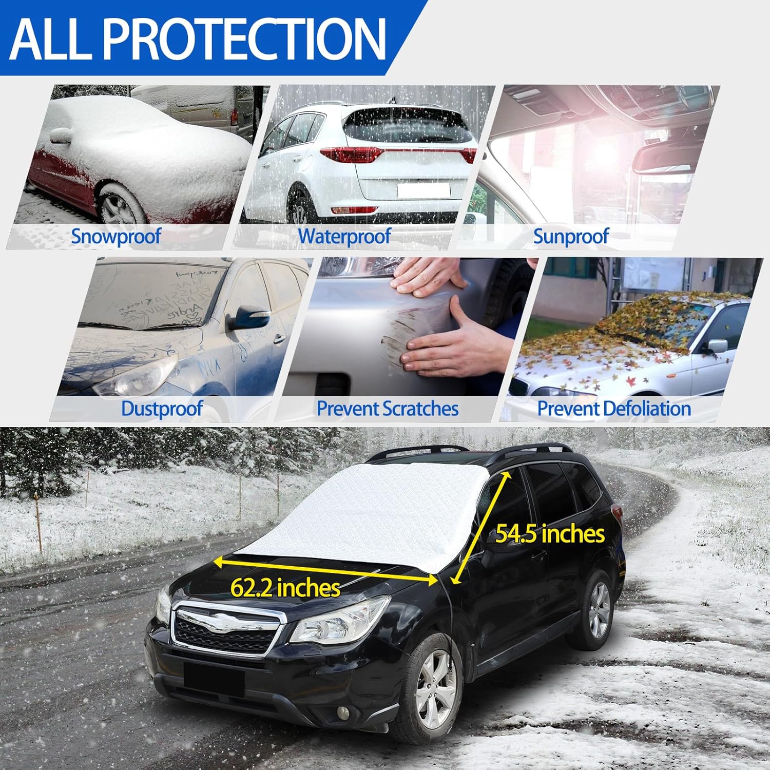 

Windshield Snow Cover Fit for Subaru Forester 2013-2018, Front Windshield Cover for Ice and Snow, Auto Extra Thick Windshield Ice Cover Protects