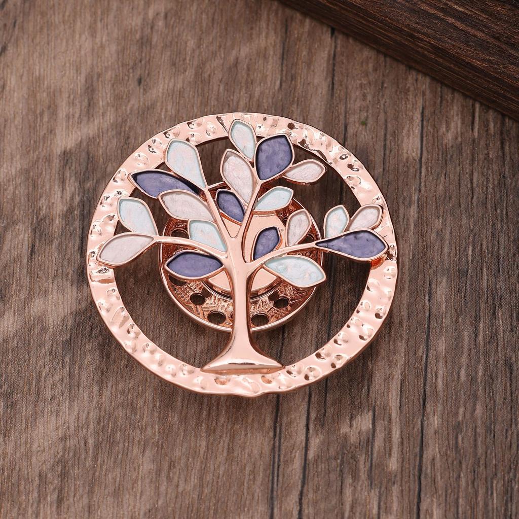 New Round Geometric Tree of Life Enamel Magnetic Brooch, Banquet, Wedding Ladies Premium Brooch