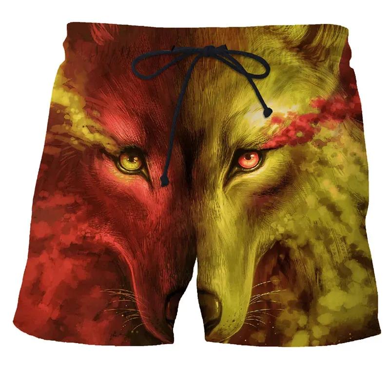Quick Dry Bermuda Surf Swimming Shorts Animal Trunks Funny Wolf Men Summer Shorts Boxers Newest 3D Wolf Print Men Beach Shorts