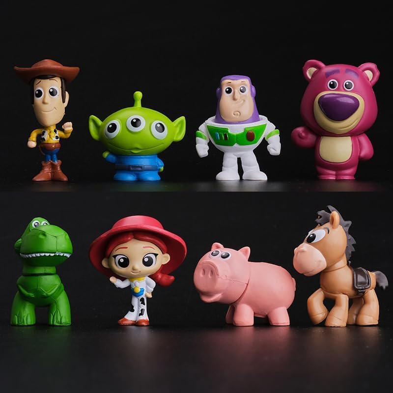 Set of 8 Toy Story Figures Featuring Buzz Strawberry and Disney Pixar Miniature Capsule Toy Figures and Collectible Perfect As a Gift for a Entryway