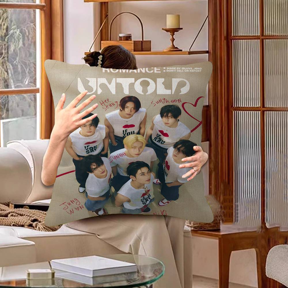 Korea E-Enhypenes Singing Group Pillow Anime Pillow Sofa Bed Head Pillow Cover Cushion Cover 45X45 Cm Fashion