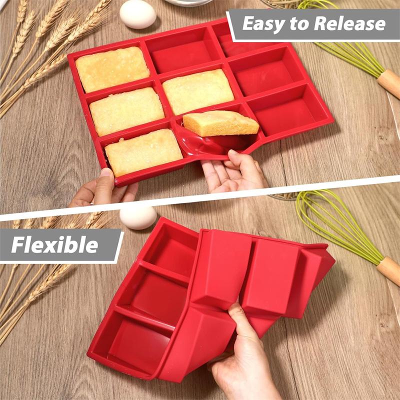 Mini Loaf Pans Non-Stick Mini Bread Pans 9 Cavity Silicone Bread Baking Molds Heat Resistant Baking Moulds for Bread Cornbrea
