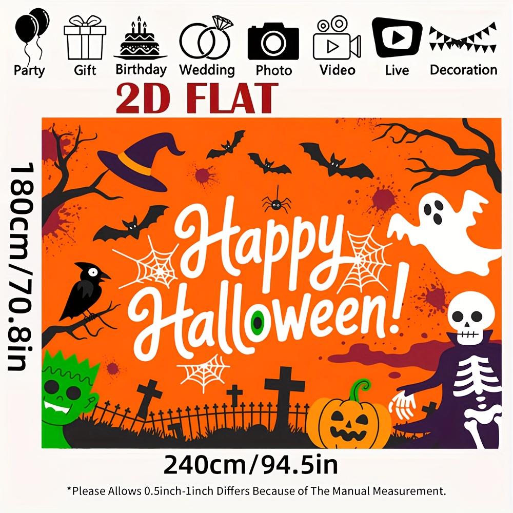 2D Planar Background Banner - Halloween Pumpkin Ghost Pattern Background Fabric, Party Supplies, Photography Background