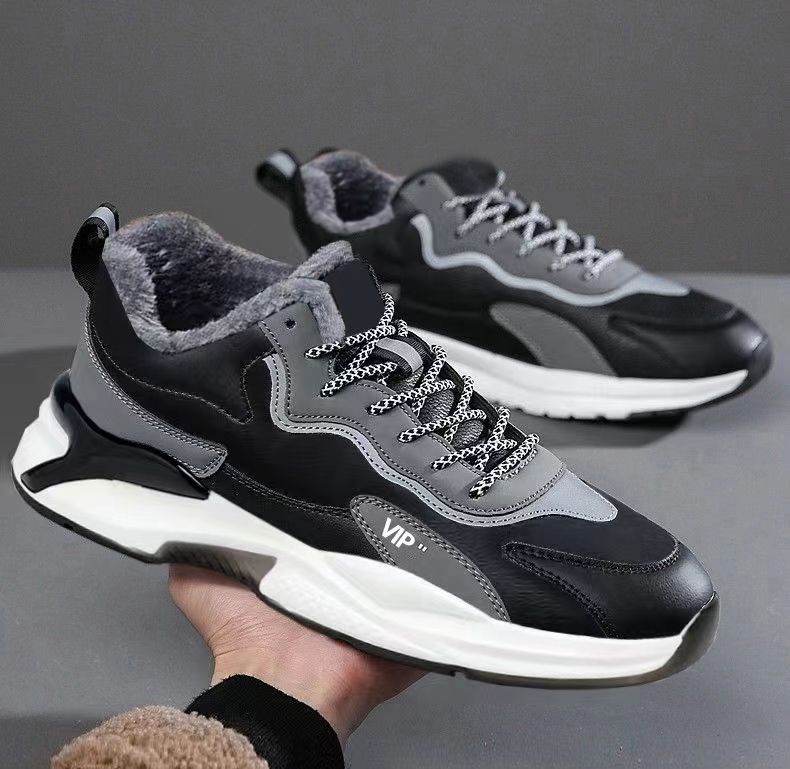 

Оригинальные зимние теплые мужские кроссовки Plus Snow Slip Soft Sports Casual Outdoor мужские кроссовки из хлопка для ходьбы Trendy Men Shoes 39 чёрный