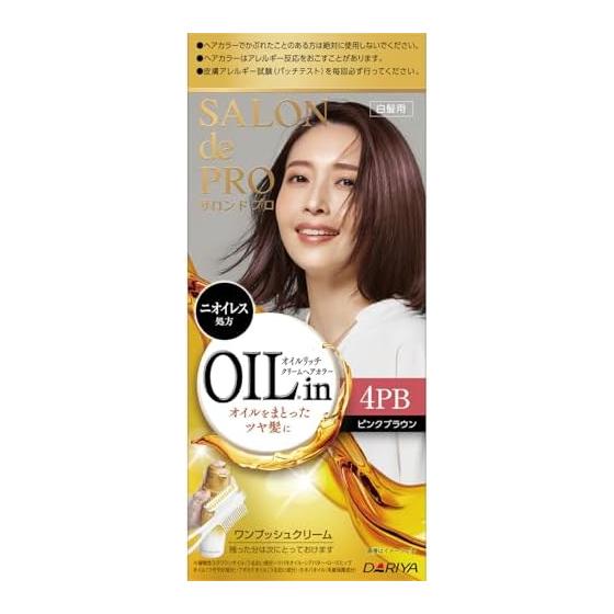 Salon de Pro Gray Hair Dye Oil Rich Cream Hair Color 4PB Pink Brown [Quasi-drug]