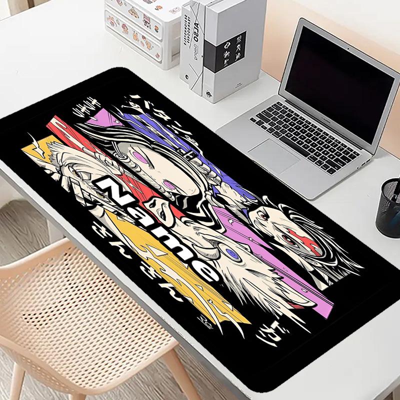 Custom Name Personalized Demon Slayer Pattern Mousepad, Laptop PC Desk Mat, Decorative Desk Mat for Home Keyboard Pad Gift