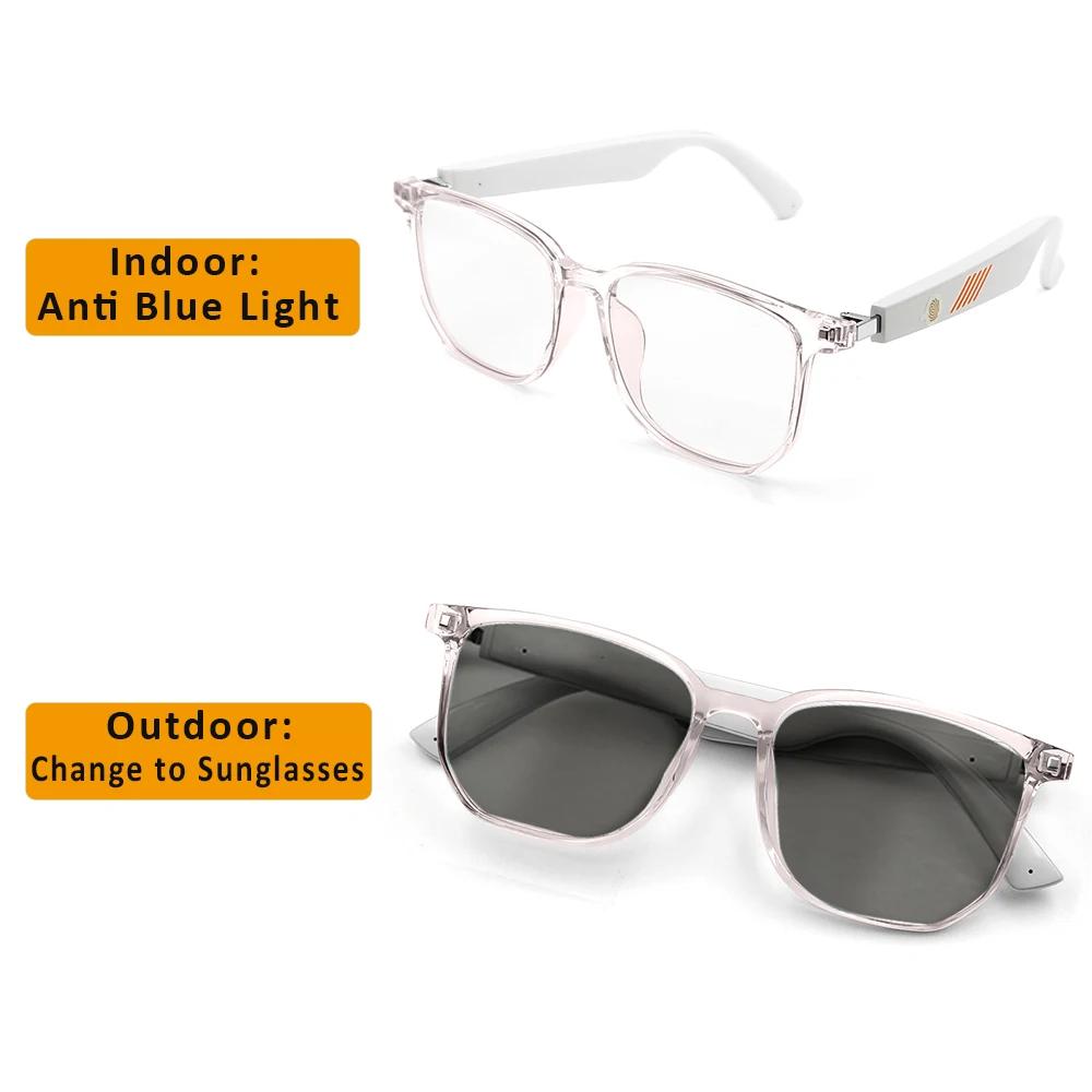 BT 5.3 Color Changing Anti Blue Men Women Fashion Photochromic Smart Glasses Outdoor New Stylish Reading Presbyopia Eyeglasses