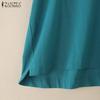 ZANZEA Women Casual Round Neck Summer Short Sleeve Cotton Tops