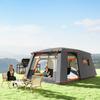 Camping tent for 4-6 people, lightweight, stable, waterproof tunnel tent with canopy and groundsheet, dark gray
