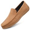 Men's Suede Leather Slip-On Driving Shoes - Soft Sole, Flat Bottom, Casual Style, Large Size