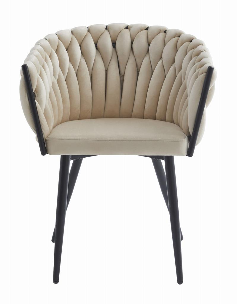 ORION chair - beige velvet / black legs x 1