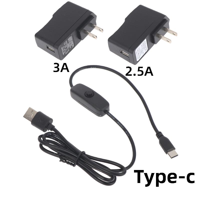 1/2/3Pcs USB C Extension Cable USB Male To Type C Male Adapter With On/Off Power Switch For Raspberry Pi 3 4 Phone Laptop
