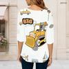 Women S Plus Size Round Neck Half Sleeve Printed T Shirt Black Gold Beige Curved Hem With Pockets