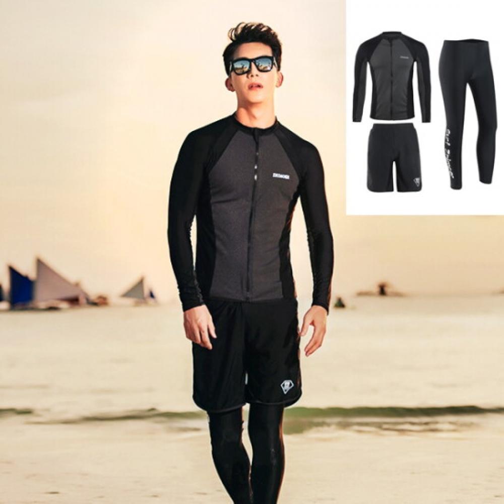 Fruitry Women 5 Pieces Black Rashguard Set Loose Fit Big Size Swimwear