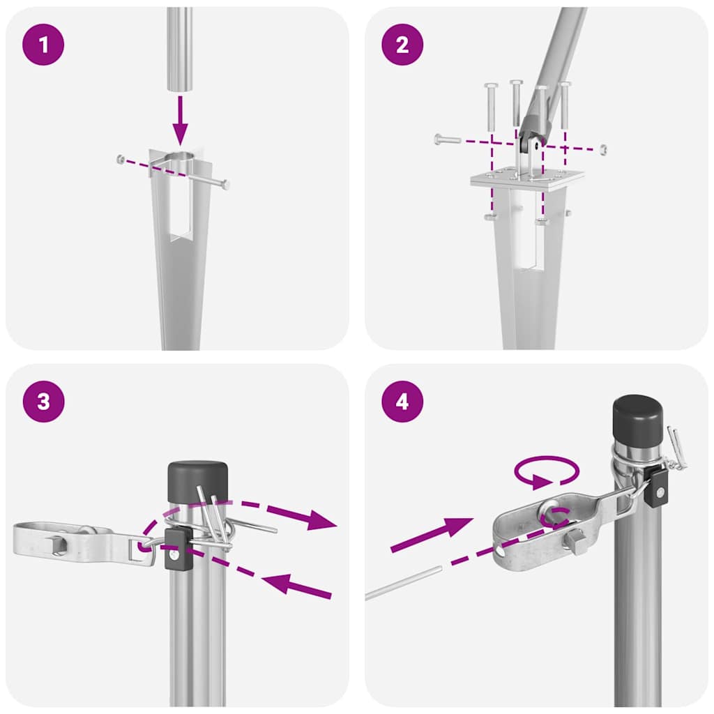 Fence Post with Drive In Sleeve 7 Pcs Silver