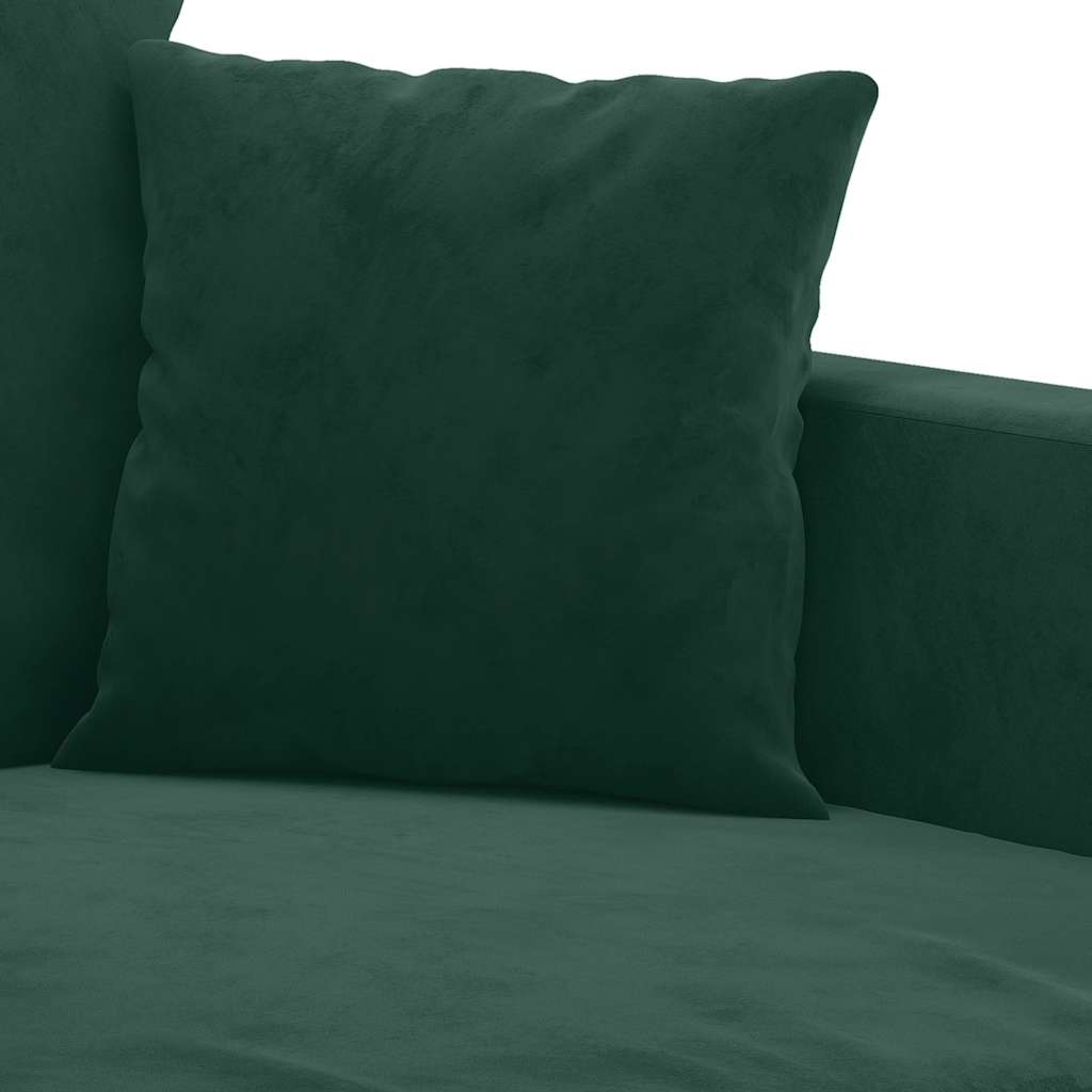 2 Piece Sofa Set with Cushions Dark Green Velvet