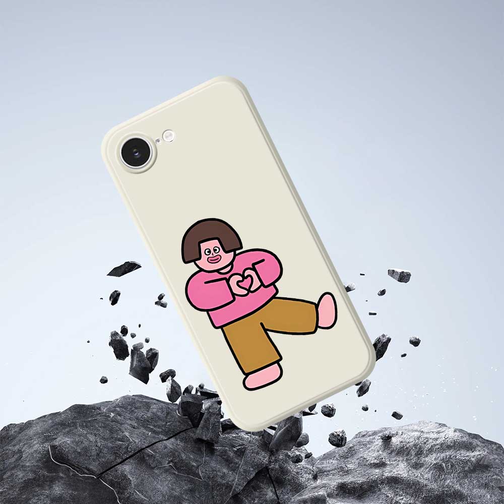 Für iPhone 16e Hülle Love Girl Musterdruck Gerade Kante TPU Handy-Rückseite