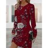 Spring Autumn Women Dress Casual Long Sleeve O-neck 3D Print Loose A-Line Dress Oversized Home Wear Robe