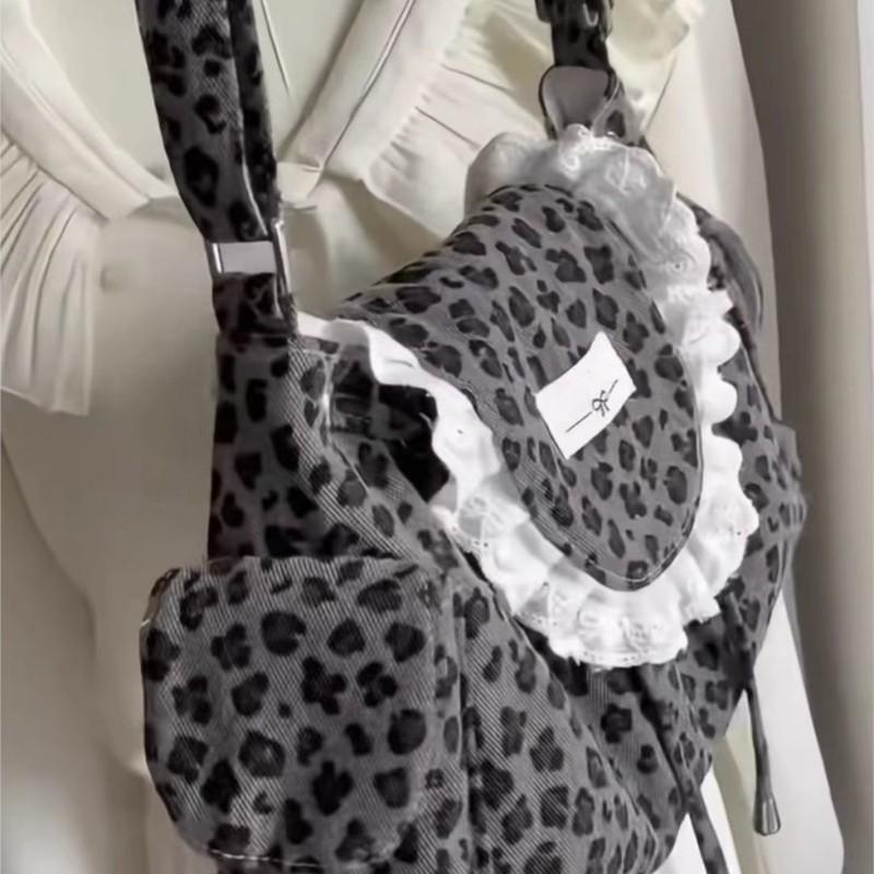 Korean Sweet Lovely Floral Tote Bag Women Lace Large Capacity Canvas Shoulder Bag Ladies Harajuku Gentle Versatile Underarm Bags