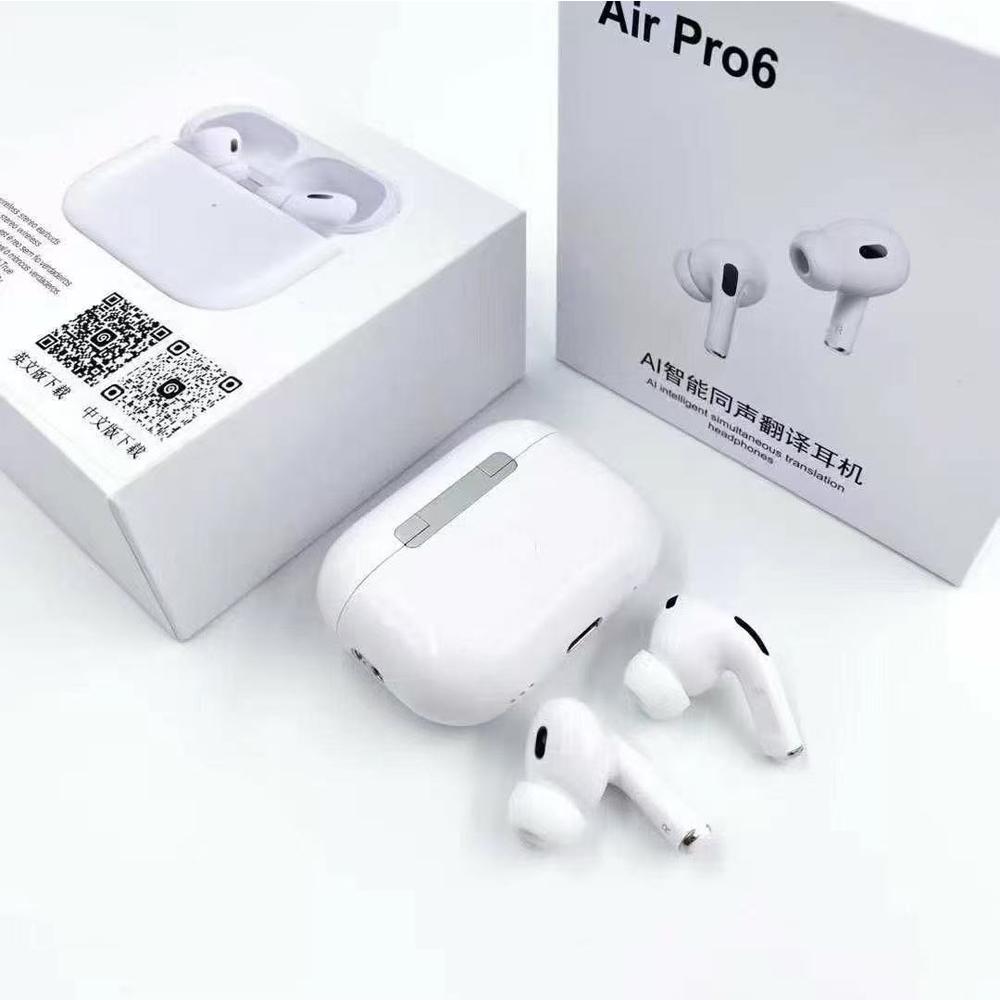 Écouteurs Traducteurs IA Air Pro 6 Traducteurs Temps Réel Casque Traducteur Vocal Écouteurs Bluetooth Sans Fil Pour le Voyage blanc
