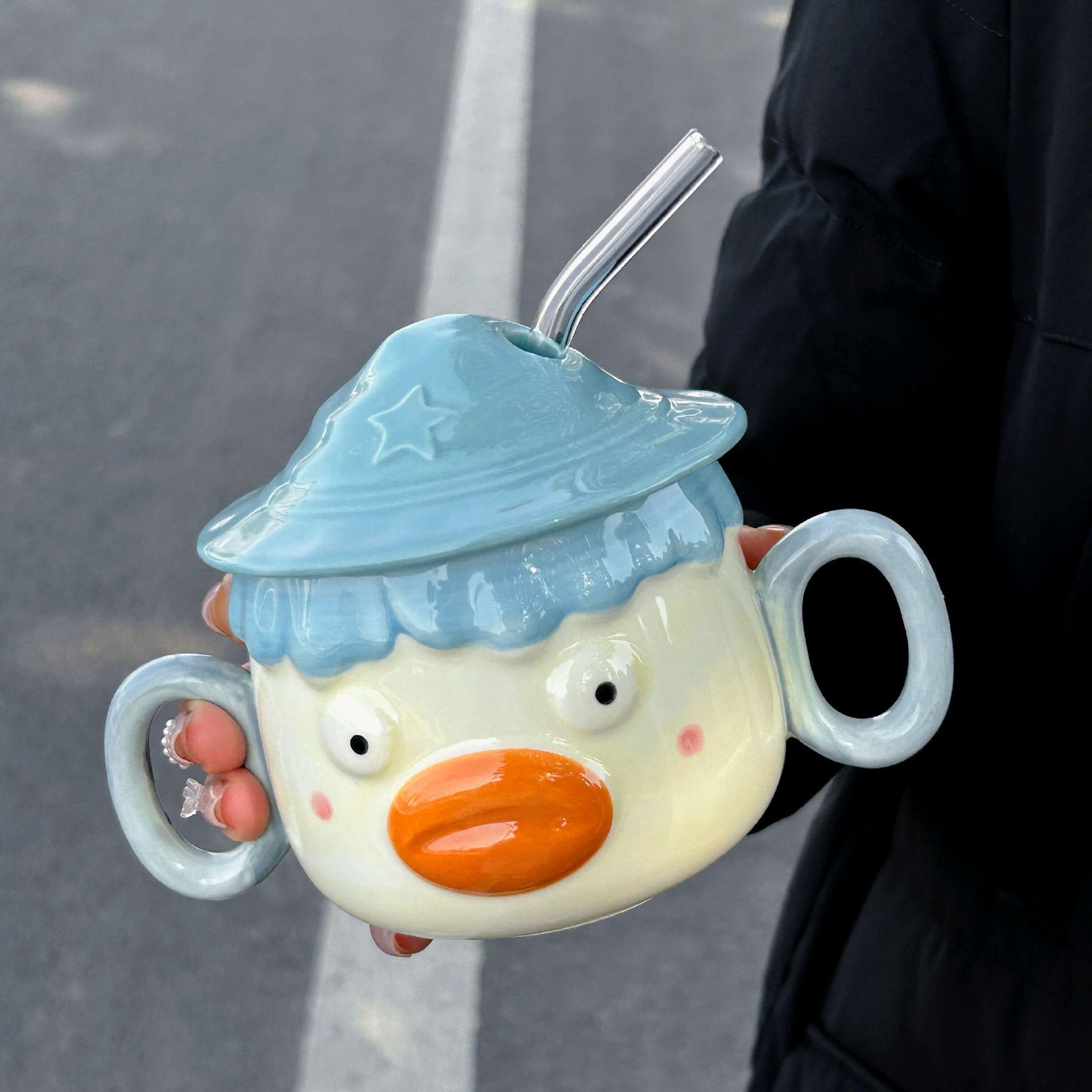 

Милая чашка-поильник для девочек, забавная парная чашка для воды, нишевая детская кружка с крышкой, керамическая чашка, сувенир 301-400ml