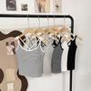 Striped Cut-Out Back Camisole Tank with Built-in Pads for No-Bra Wear