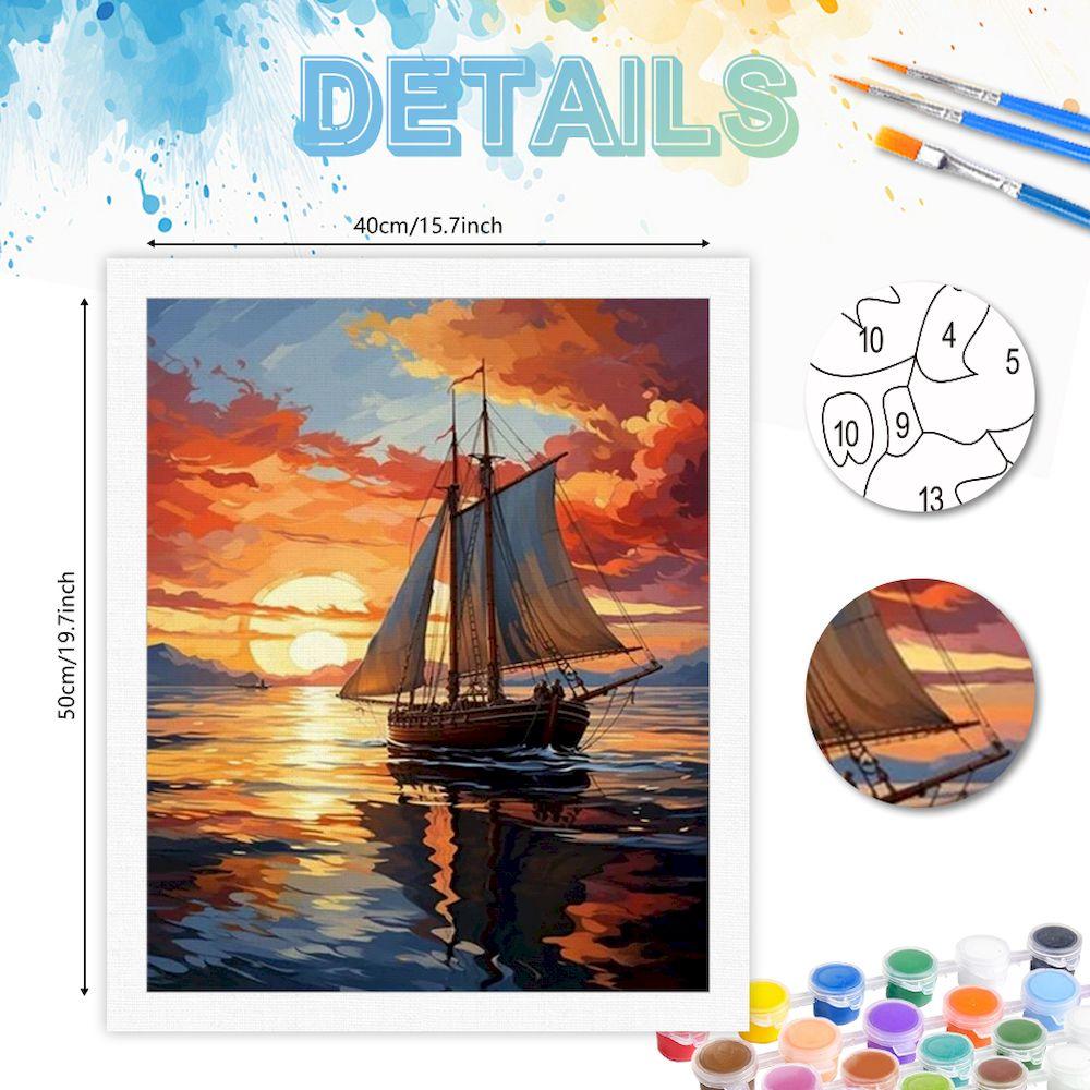 CHENISTORY Hand Painting Sailboat In Bedroom Living Room Landscape Painting By Numbers Kit DIY Artwork Canvas Home Decoration