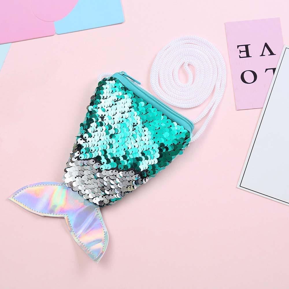 Sundries Bag Mermaid Tail Sequin Coin Purse Fish Tail Kids Cartoon Wallet Children